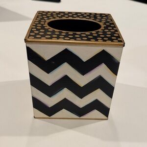 MacKenzie-Childs Black and Gold Chevron Tissue Box